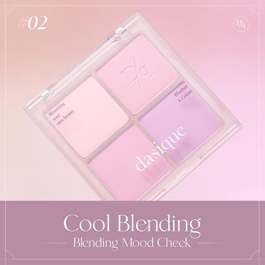 Dasique Blending Mood Cheek #02 Cool Blending l Cruelty-Free l 4 Blendable Shades in Lightweight, Long-lasting, Smooth Powder